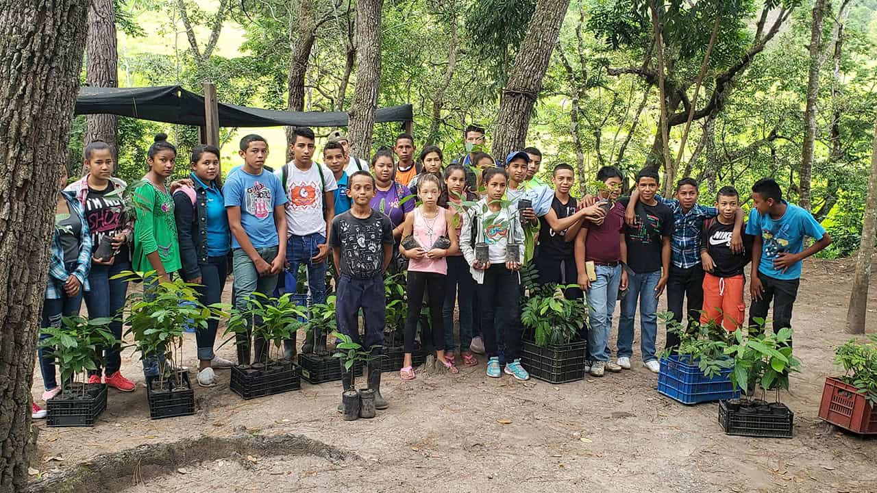 Actividad de reforestación en Honduras - Plantación de árboles para conservación ambiental y desarrollo sostenible liderada por Fundación Energisa
